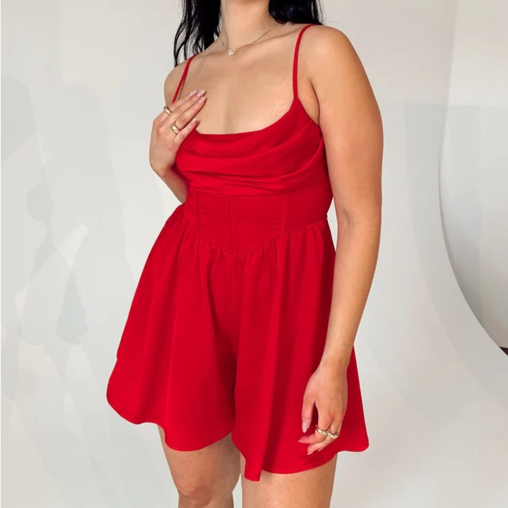 Princess polly red Hannah romper jumpsuit size 0 NWT